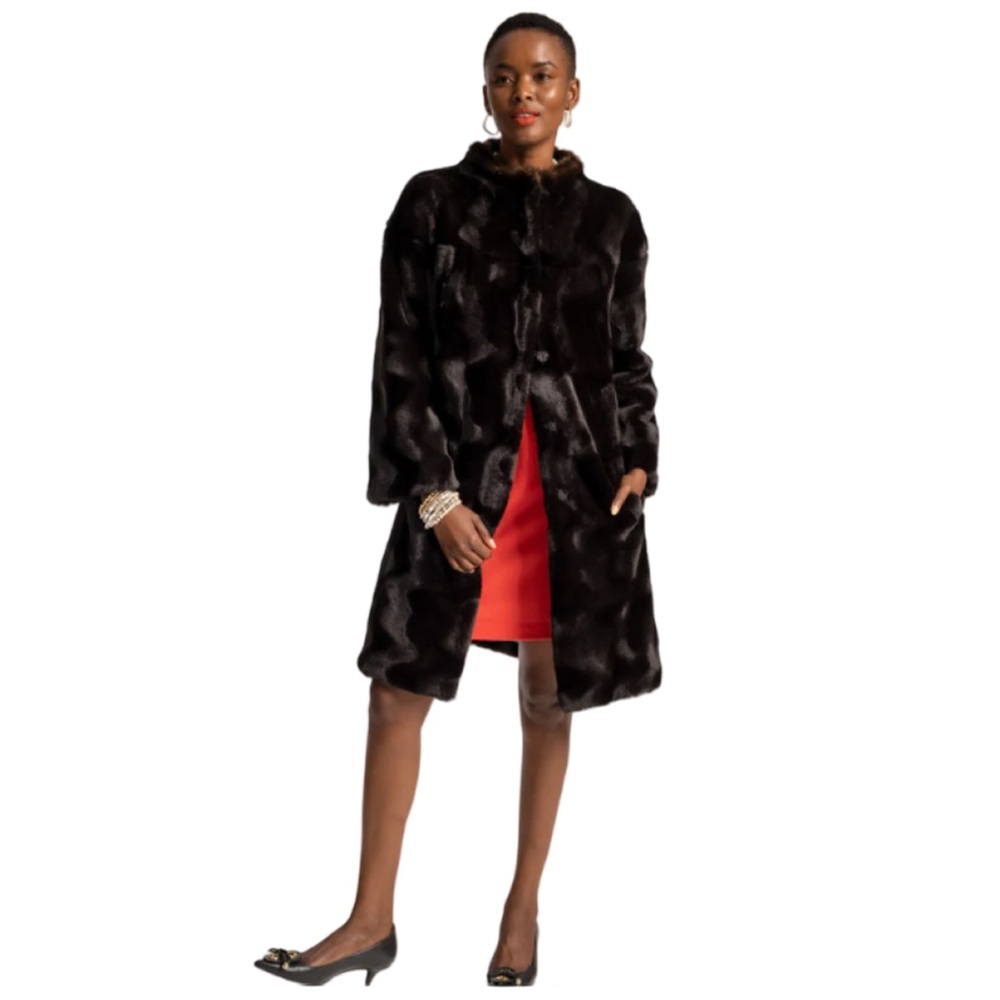 Frances Valentine▪️Dame Coat Ripple Faux Fur - Picture 4 of 8